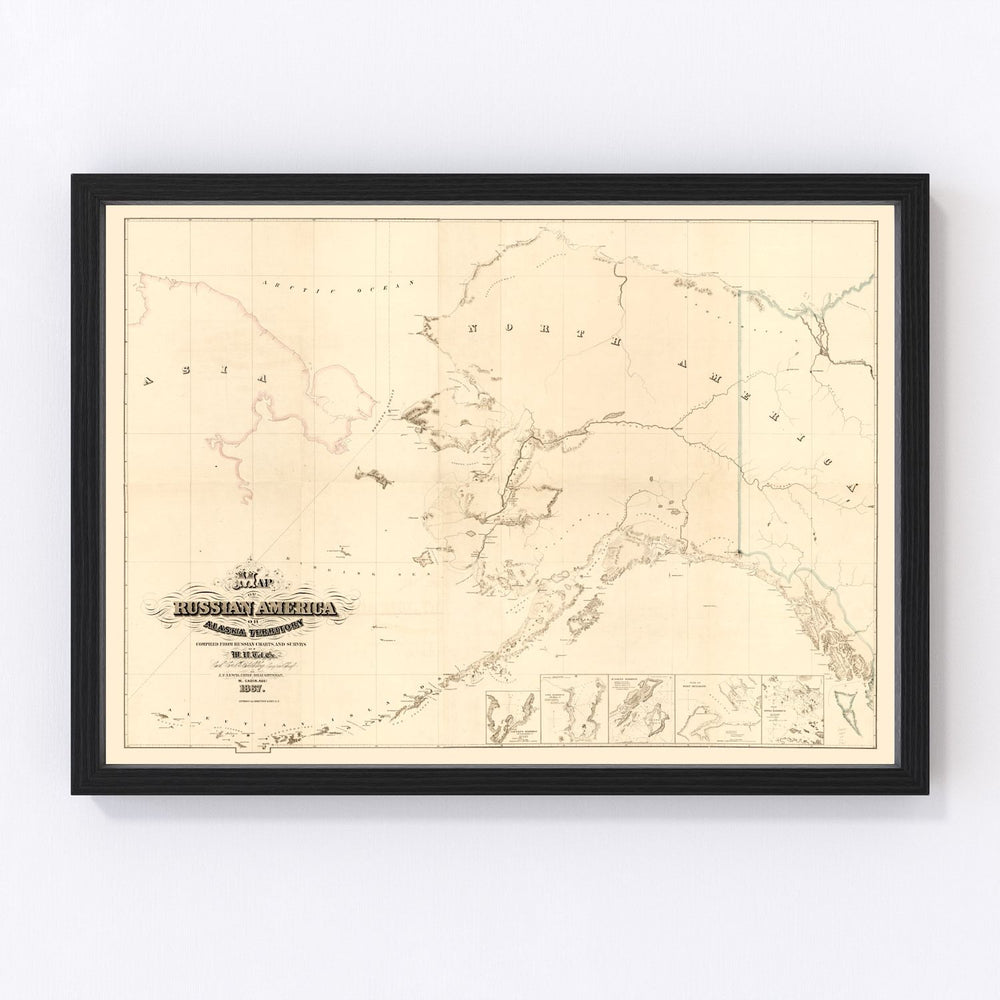 Alaska Vintage Map 1867