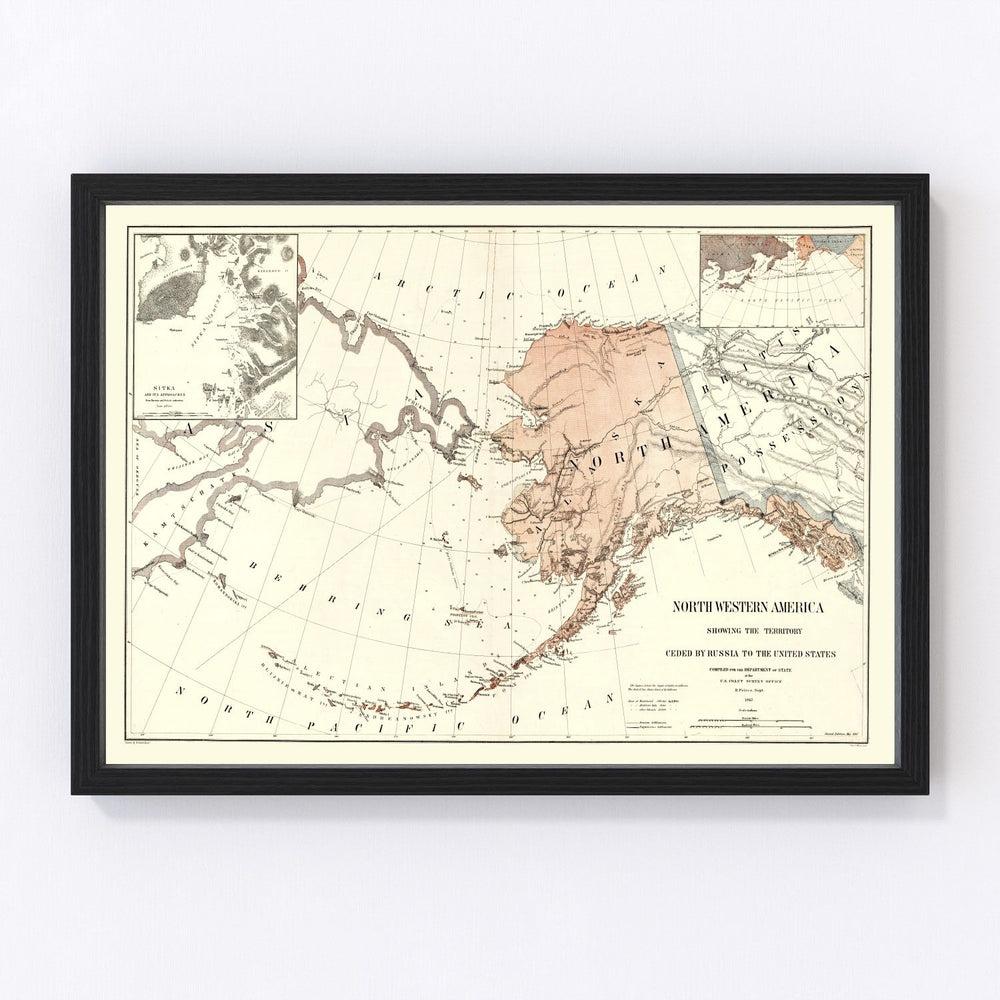 Alaska Vintage Map 1867