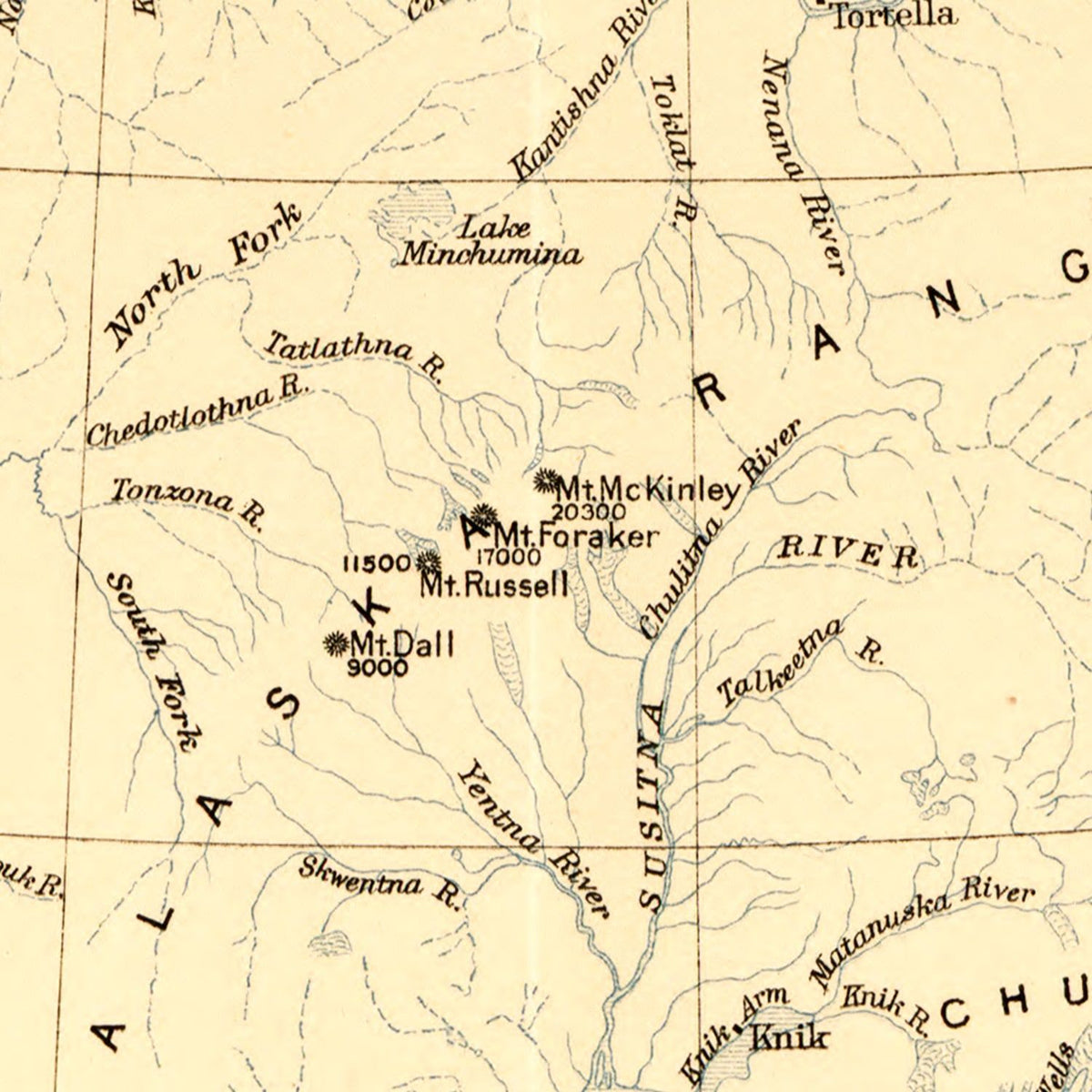 Restored historic details from the 1909 state map of Alaska, Alaska