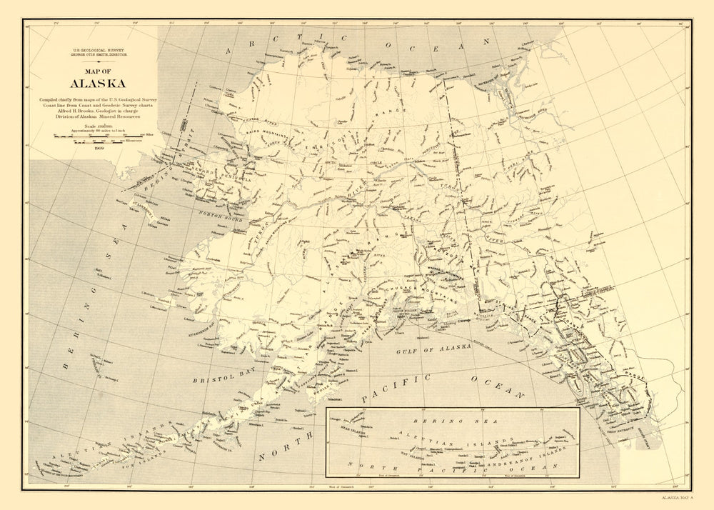 Vintage Map of Alaska 1909 print style example