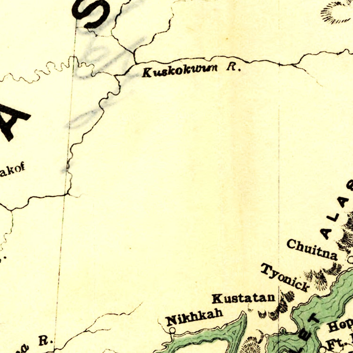 Restored historic details from the 1897 state map of Alaska, Alaska