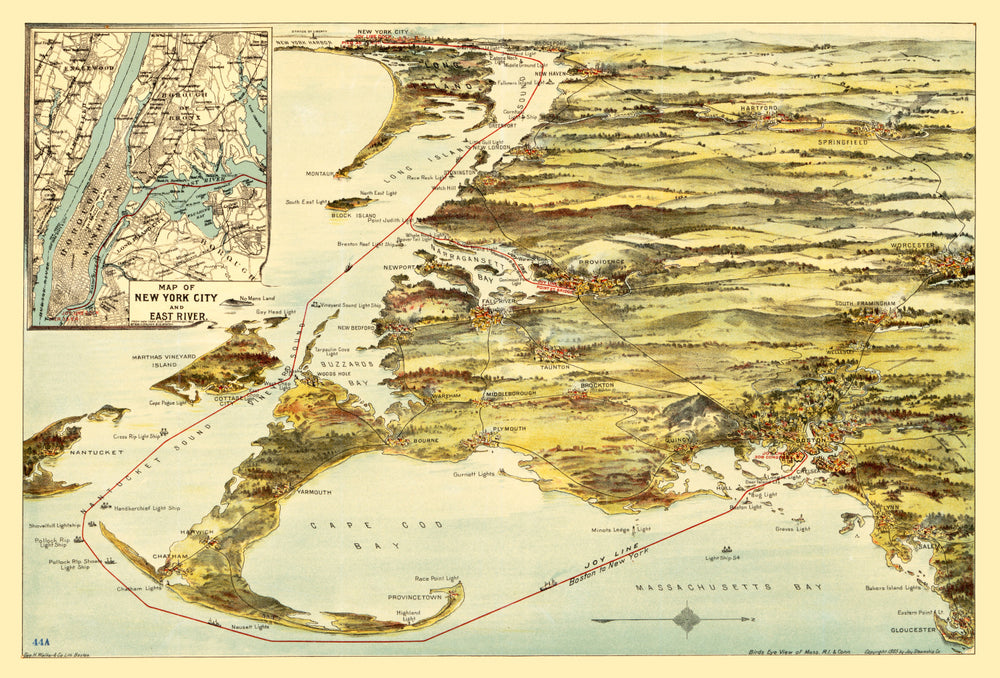 Vintage Map of Connecticut 1905 print style example