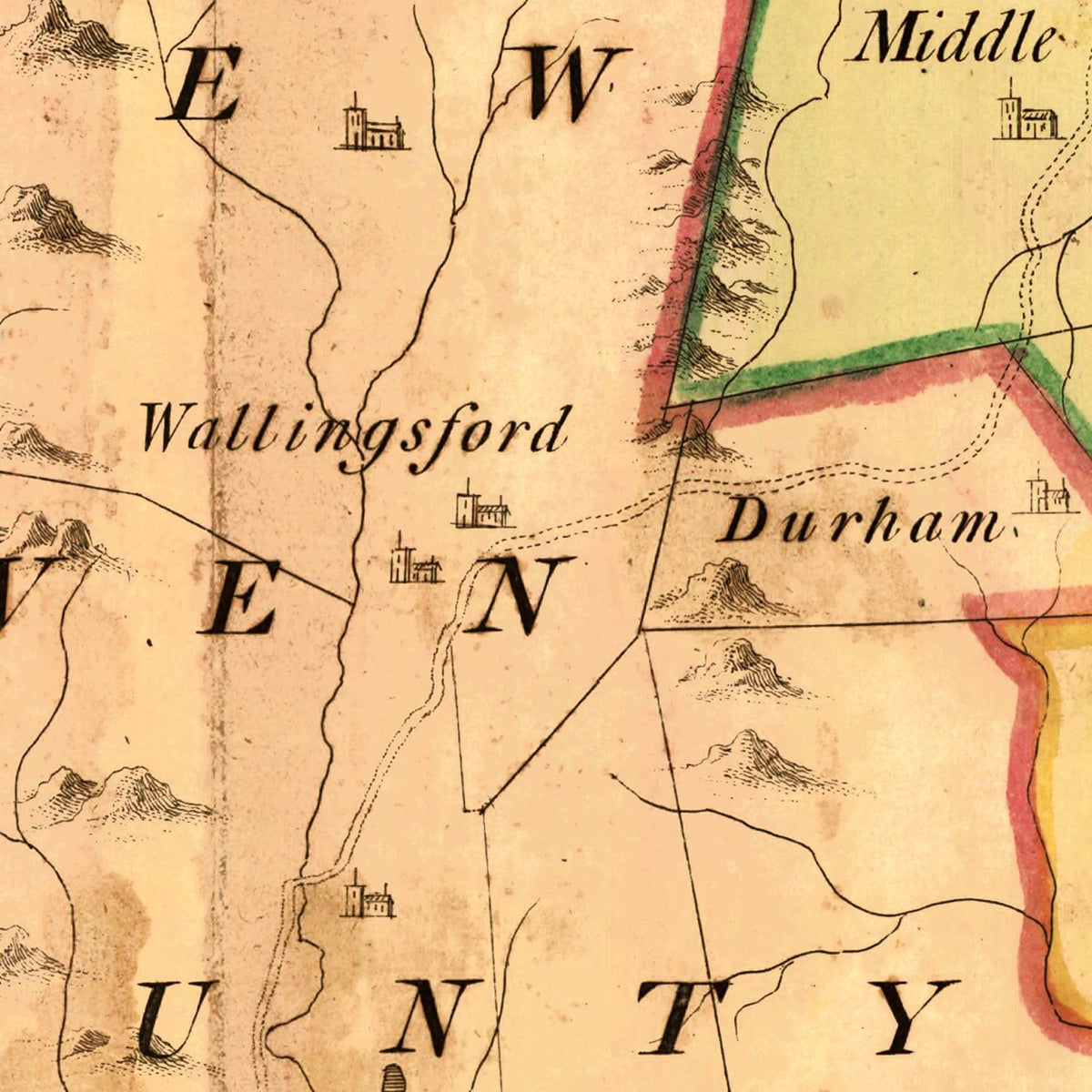 Restored historic details from the 1766 state map of Connecticut, Connecticut