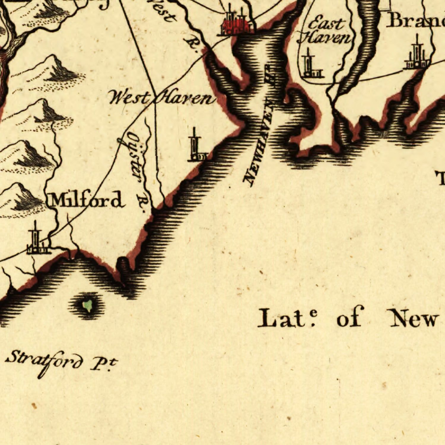 Restored historic details from the 1780 state map of Connecticut, Connecticut