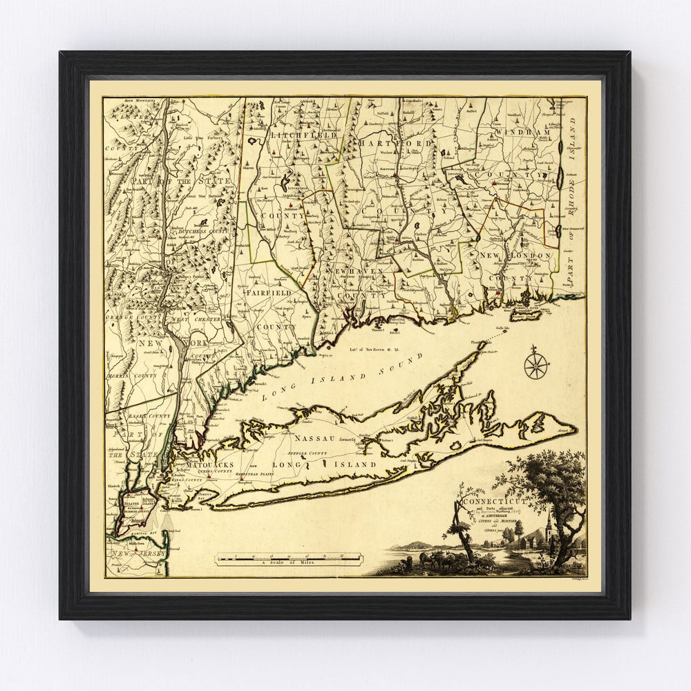 Connecticut Vintage Map 1780