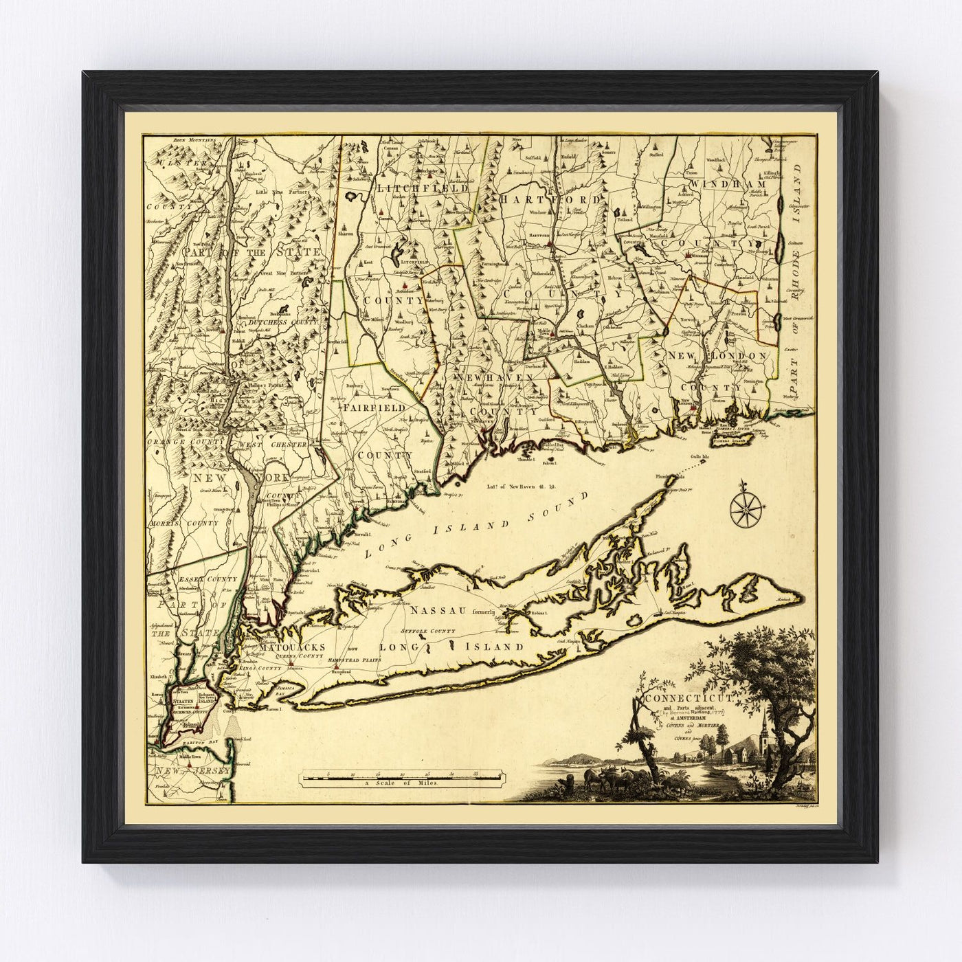 Connecticut Vintage Map 1780