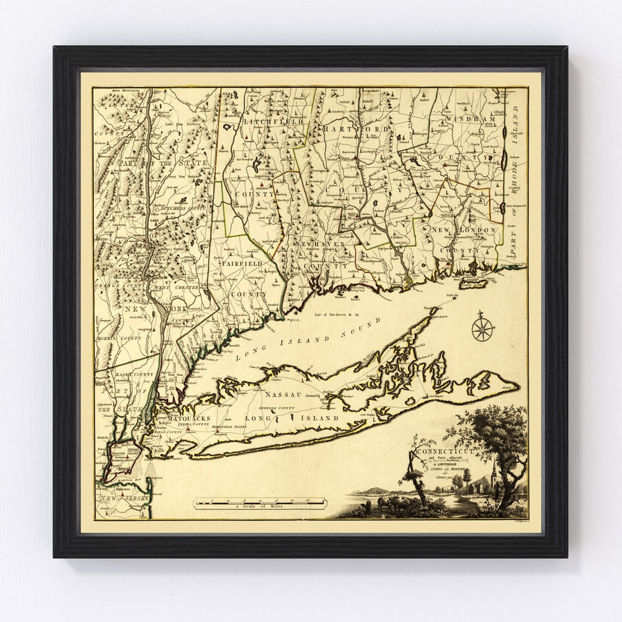 Vintage Map of Connecticut 1780