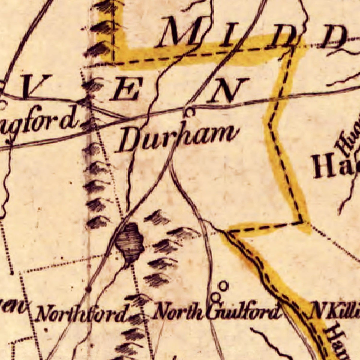 Restored historic details from the 1795 state map of Connecticut, Connecticut