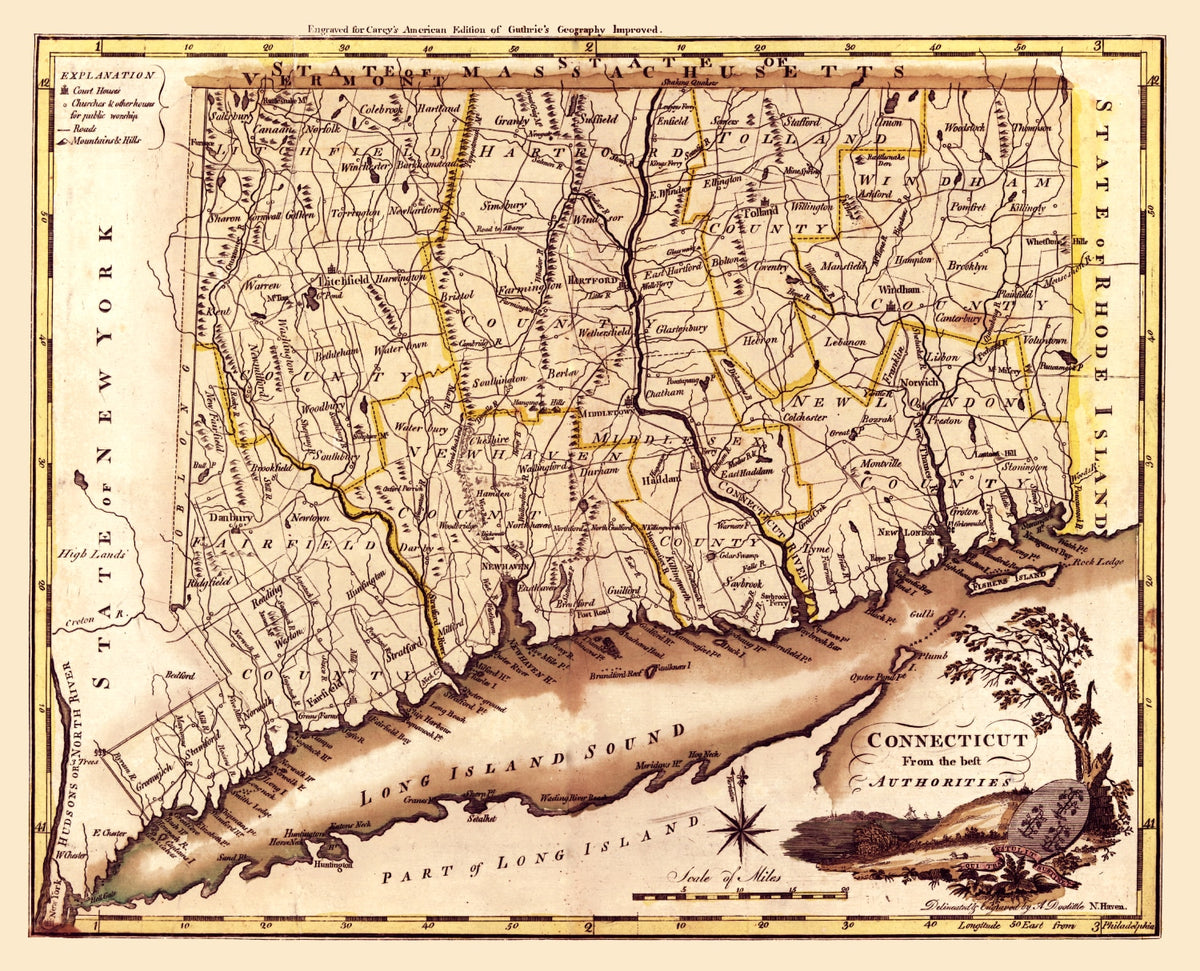 Preview of Vintage Map of Connecticut 1795