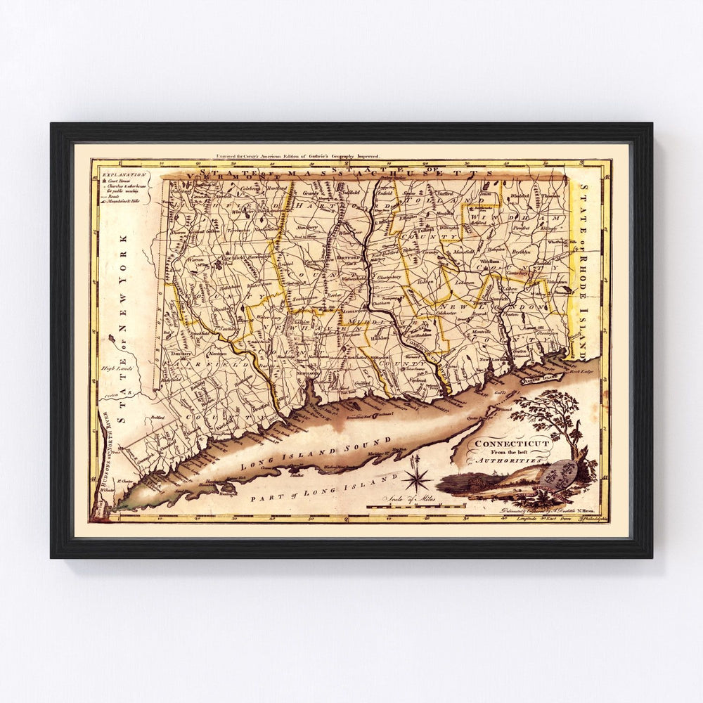 Connecticut Vintage Map 1795