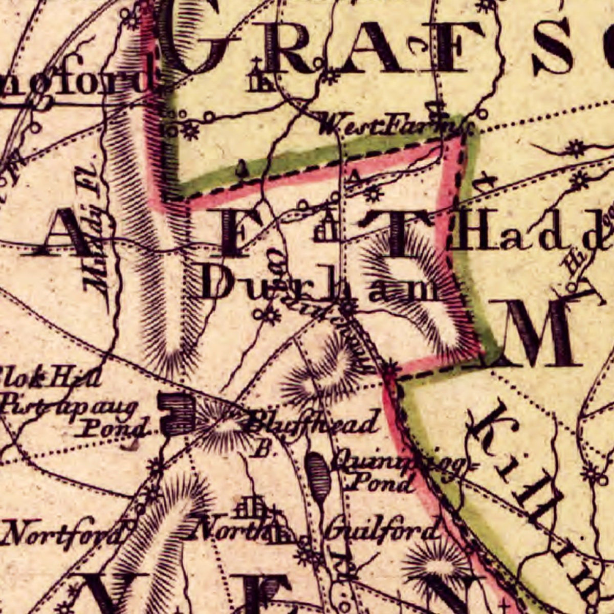 Restored historic details from the 1796 state map of Connecticut, Connecticut