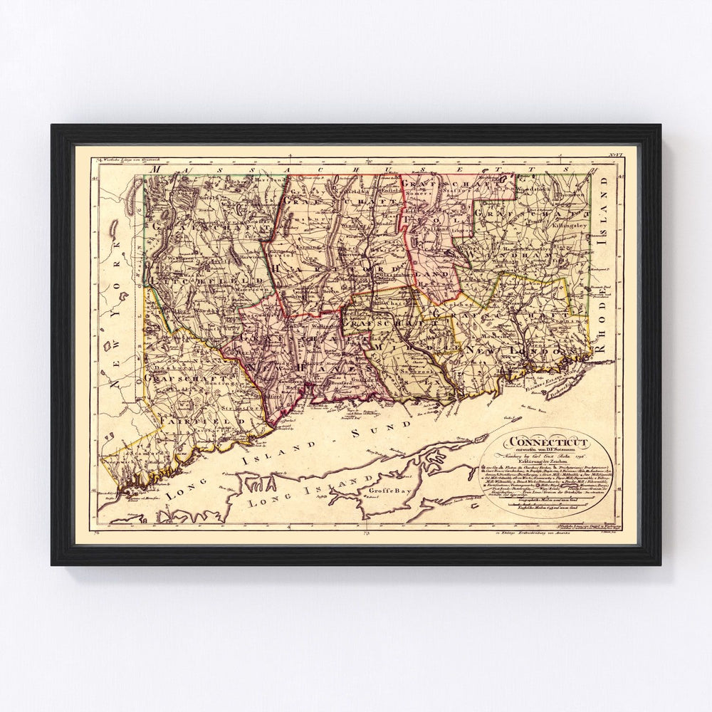 Connecticut Vintage Map 1796
