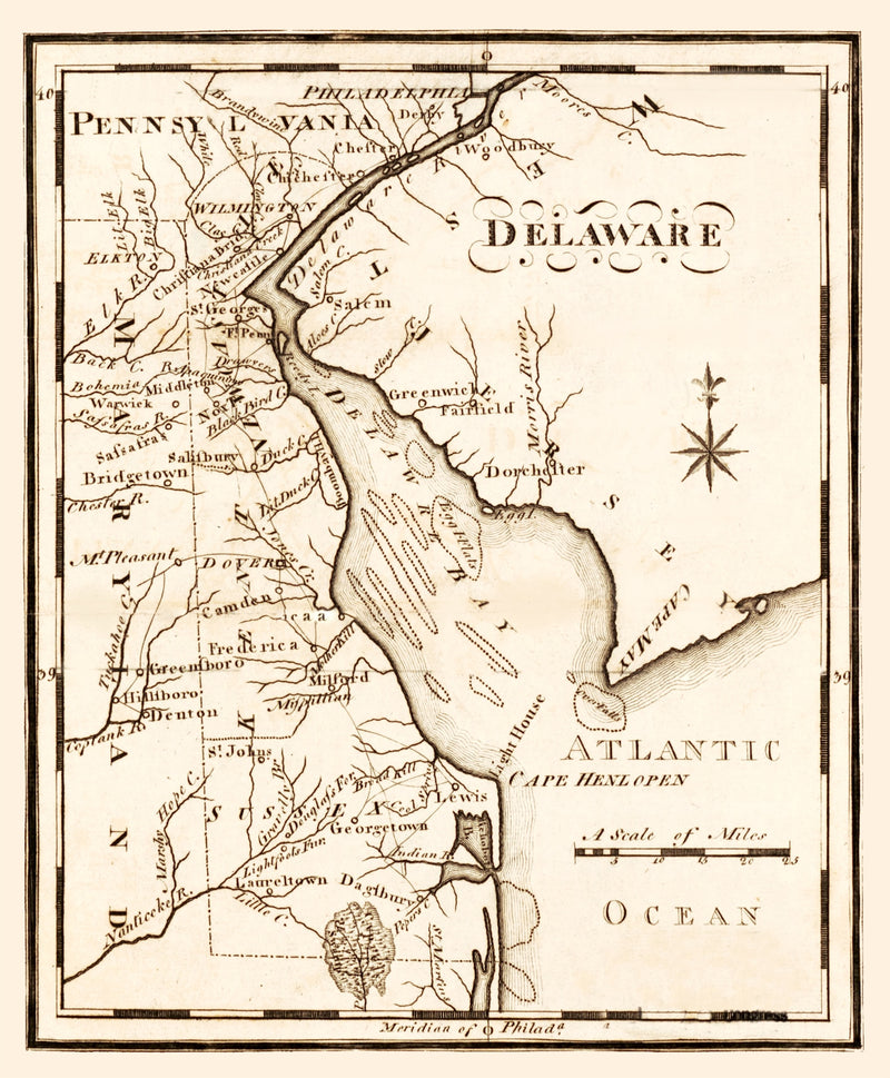 Size comparison using Vintage Map of Delaware 1795