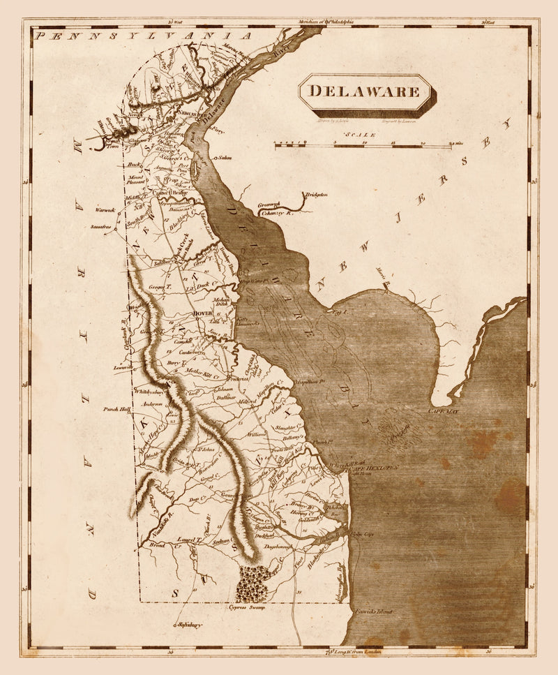 Size comparison using Vintage Map of Delaware 1804