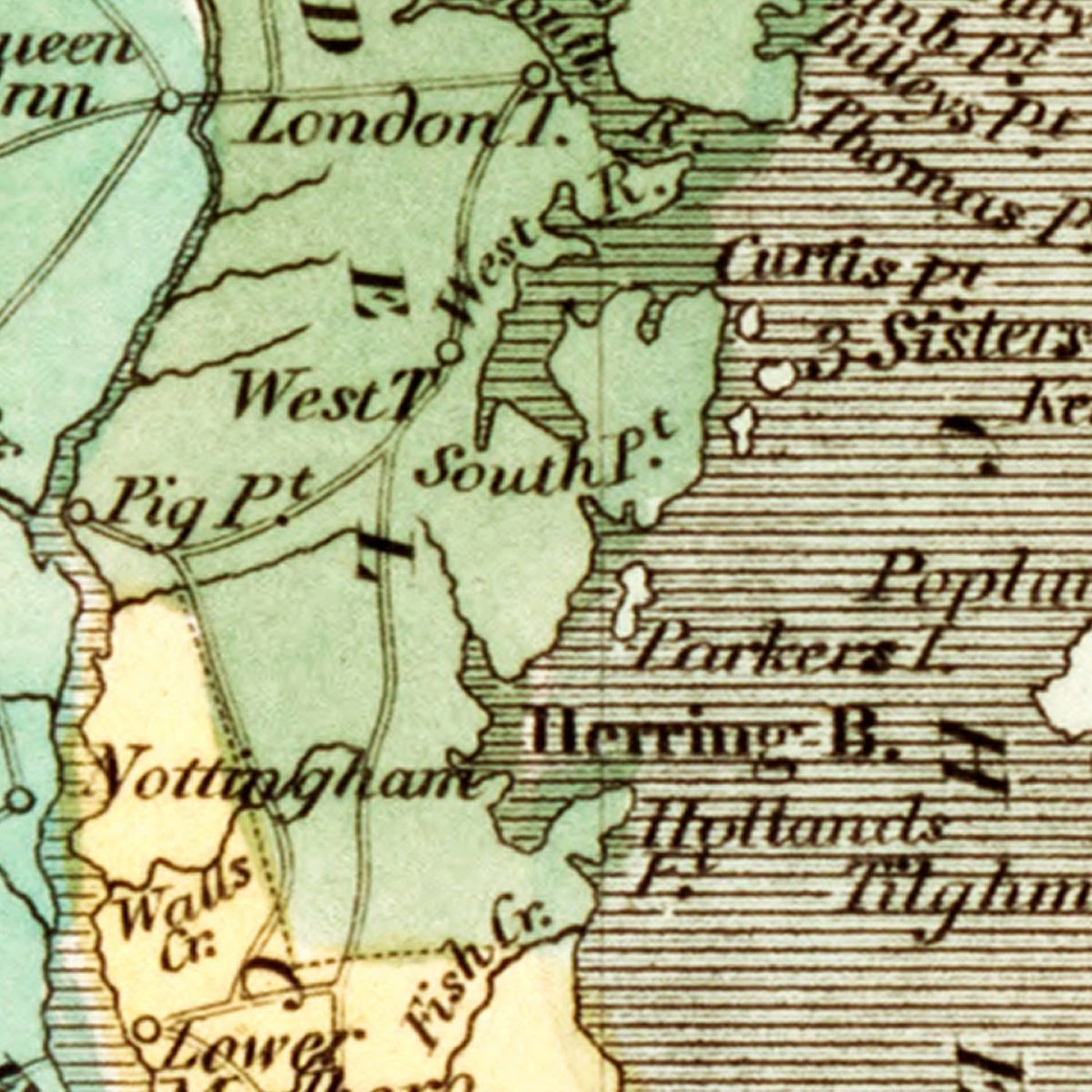 Restored historic details from the 1835 state map of Delaware, Delaware