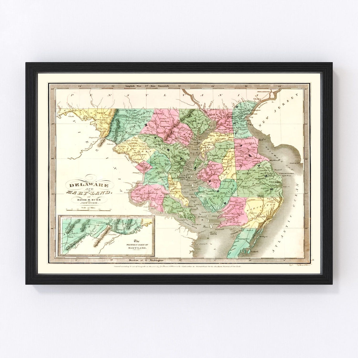 Delaware Vintage Map 1835