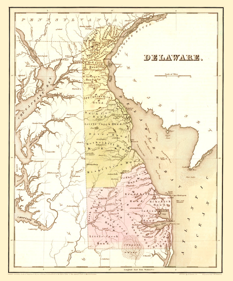 Size comparison using Vintage Map of Delaware 1838