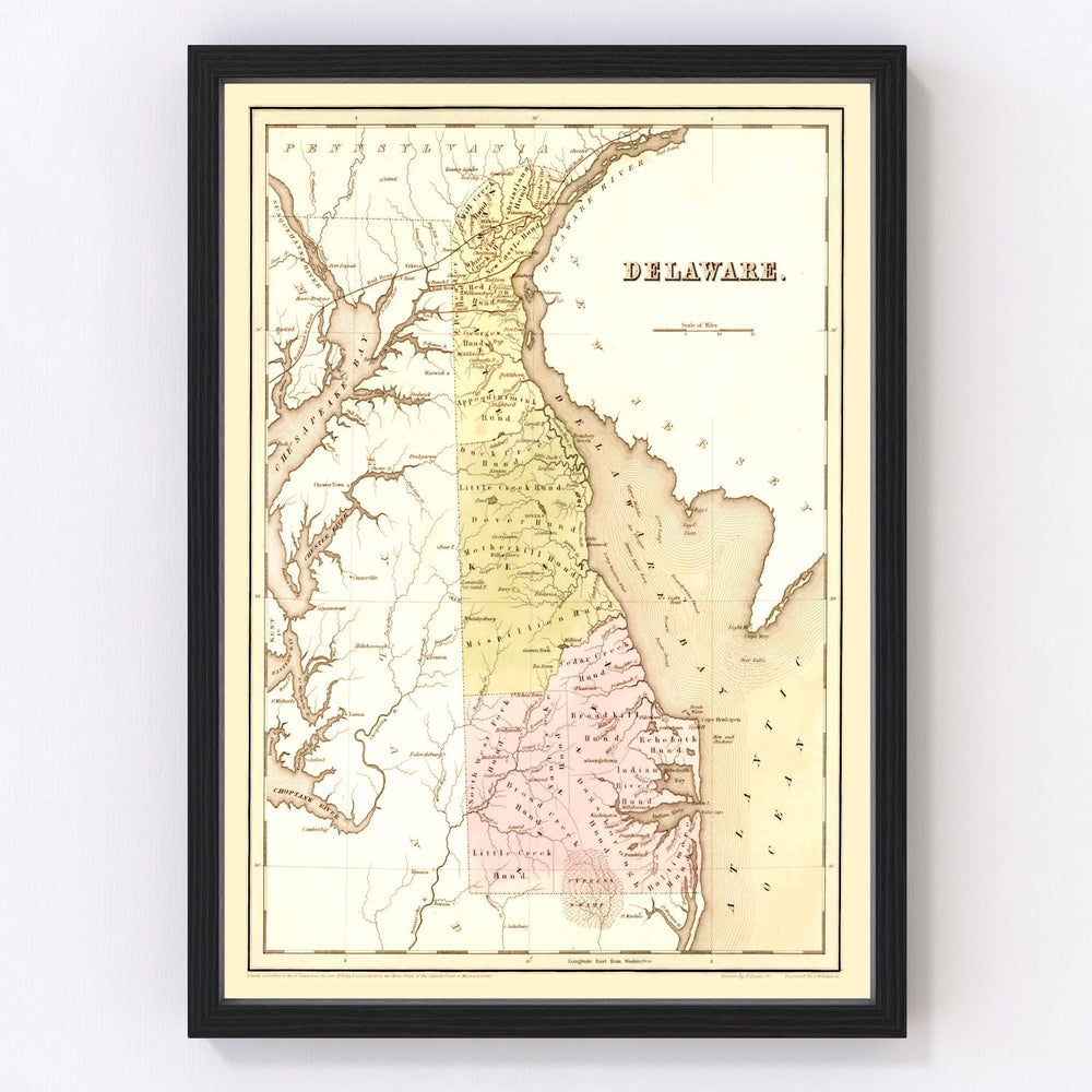 Delaware Vintage Map 1838
