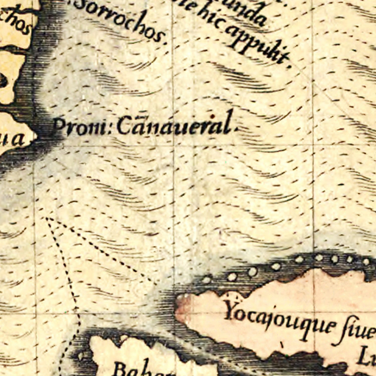 Restored historic details from the 1591 state map of Florida, Florida