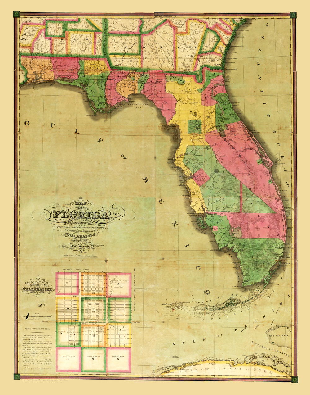 Vintage Map of Florida 1829 print style example