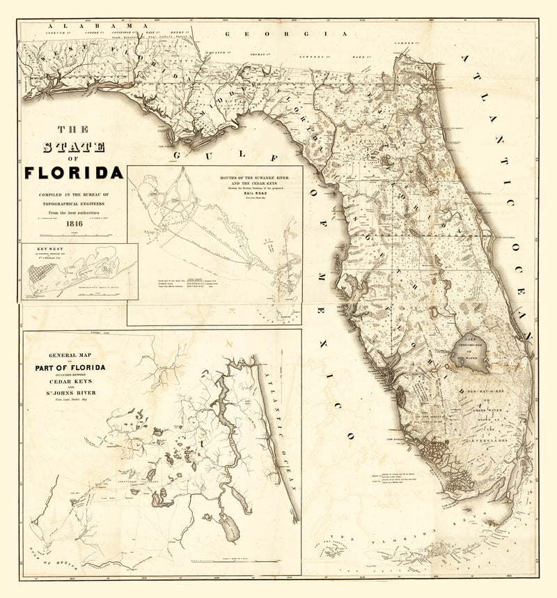 Size comparison using Vintage Map of Florida 1846
