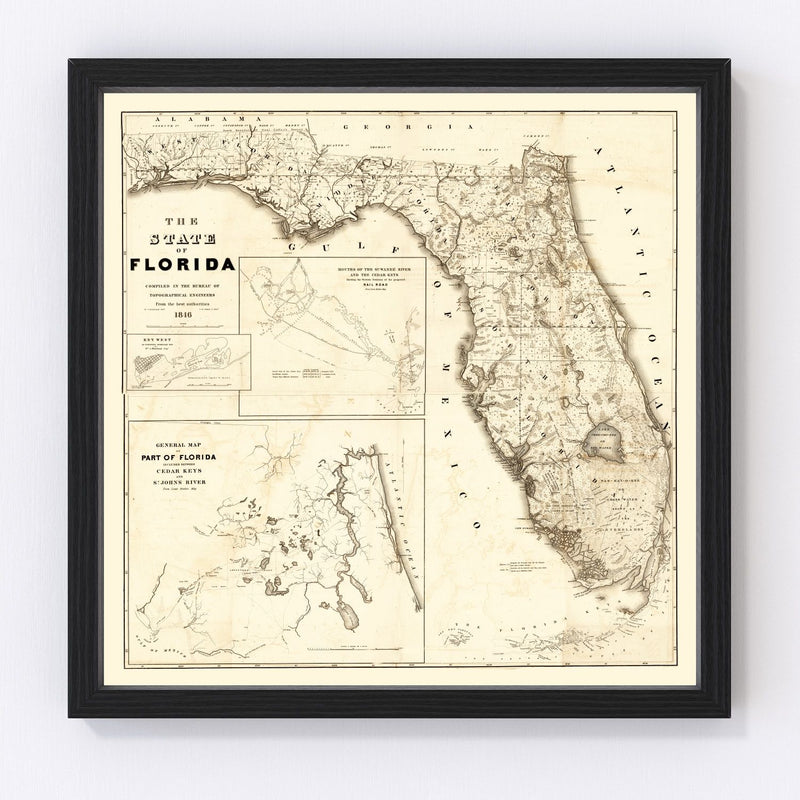 Vintage Map of Florida 1846