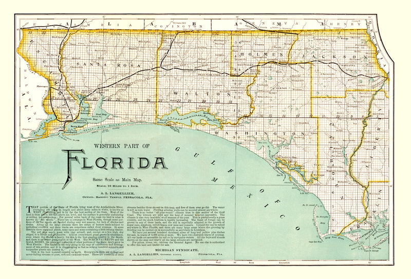 Size comparison using Vintage Map of Florida 1890