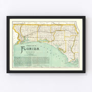 Florida Vintage Map 1890