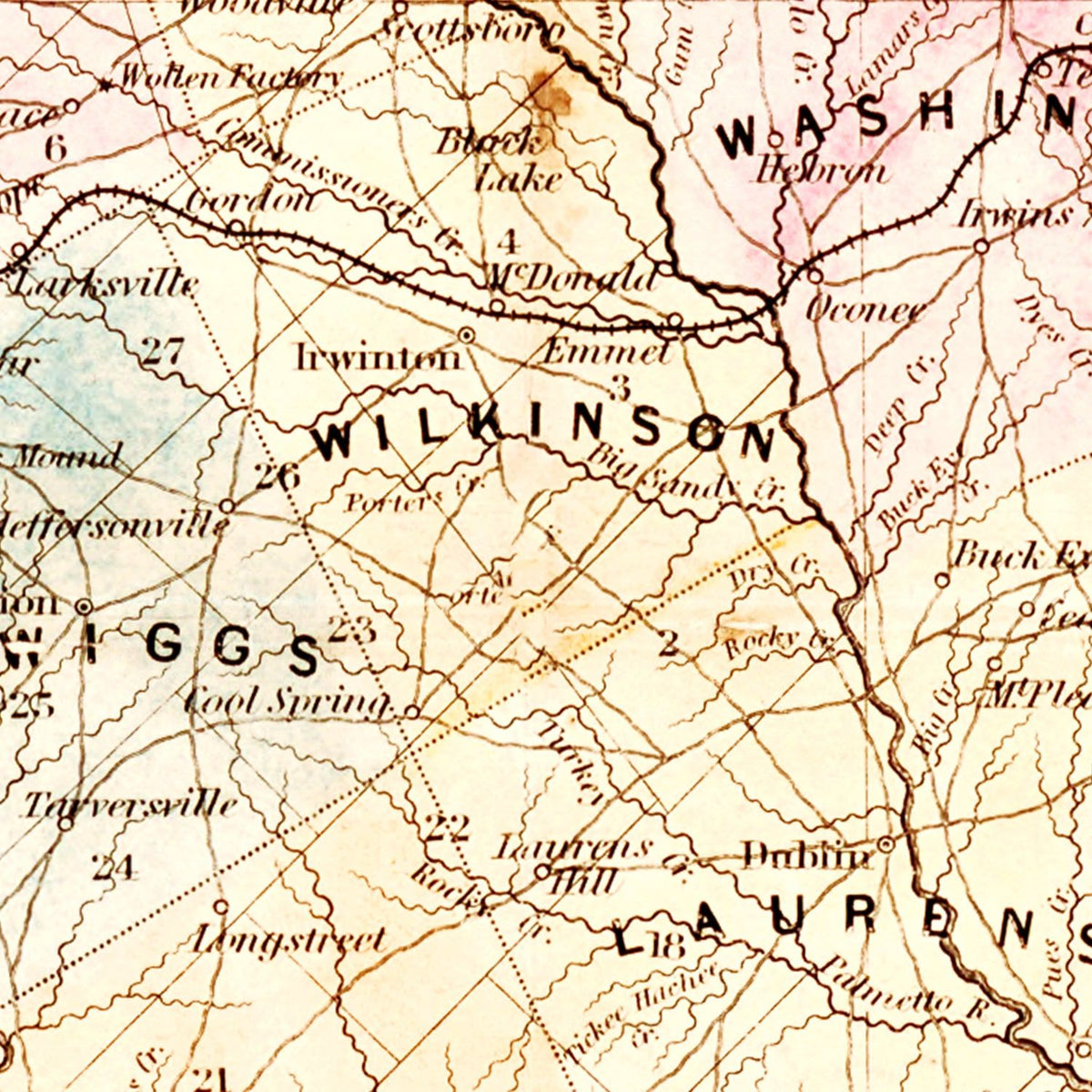 Restored historic details from the 1848 state map of Georgia, Georgia