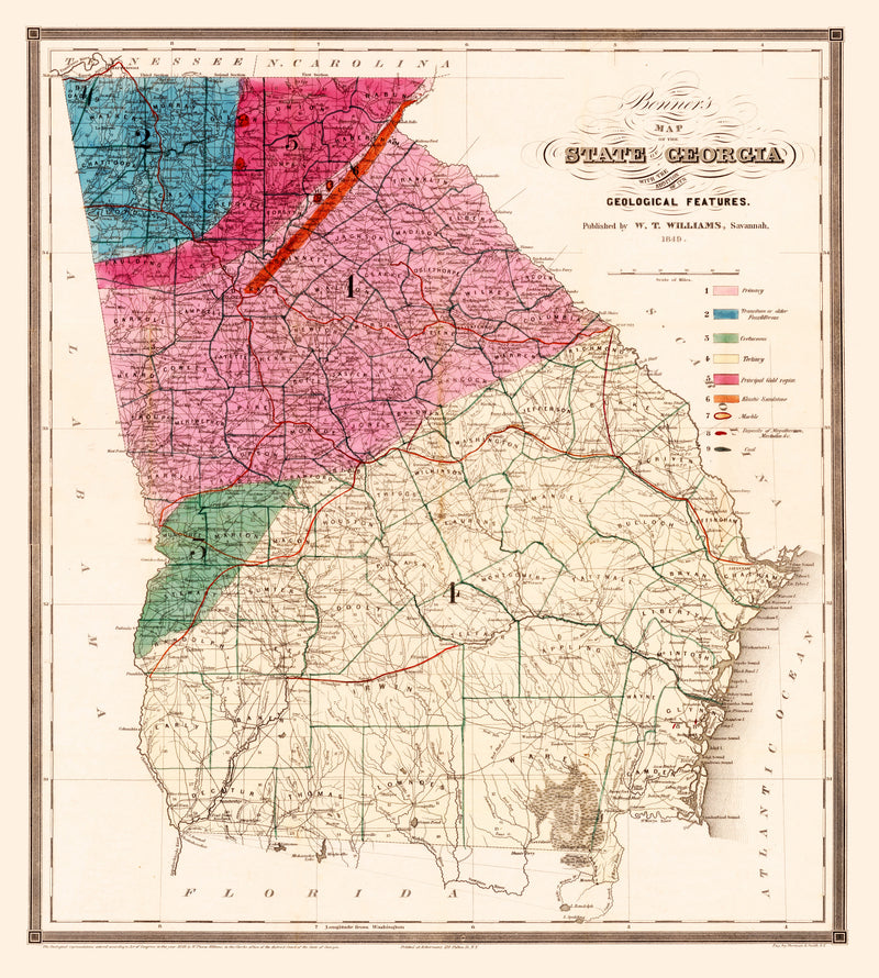 Size comparison using Vintage Map of Georgia 1849