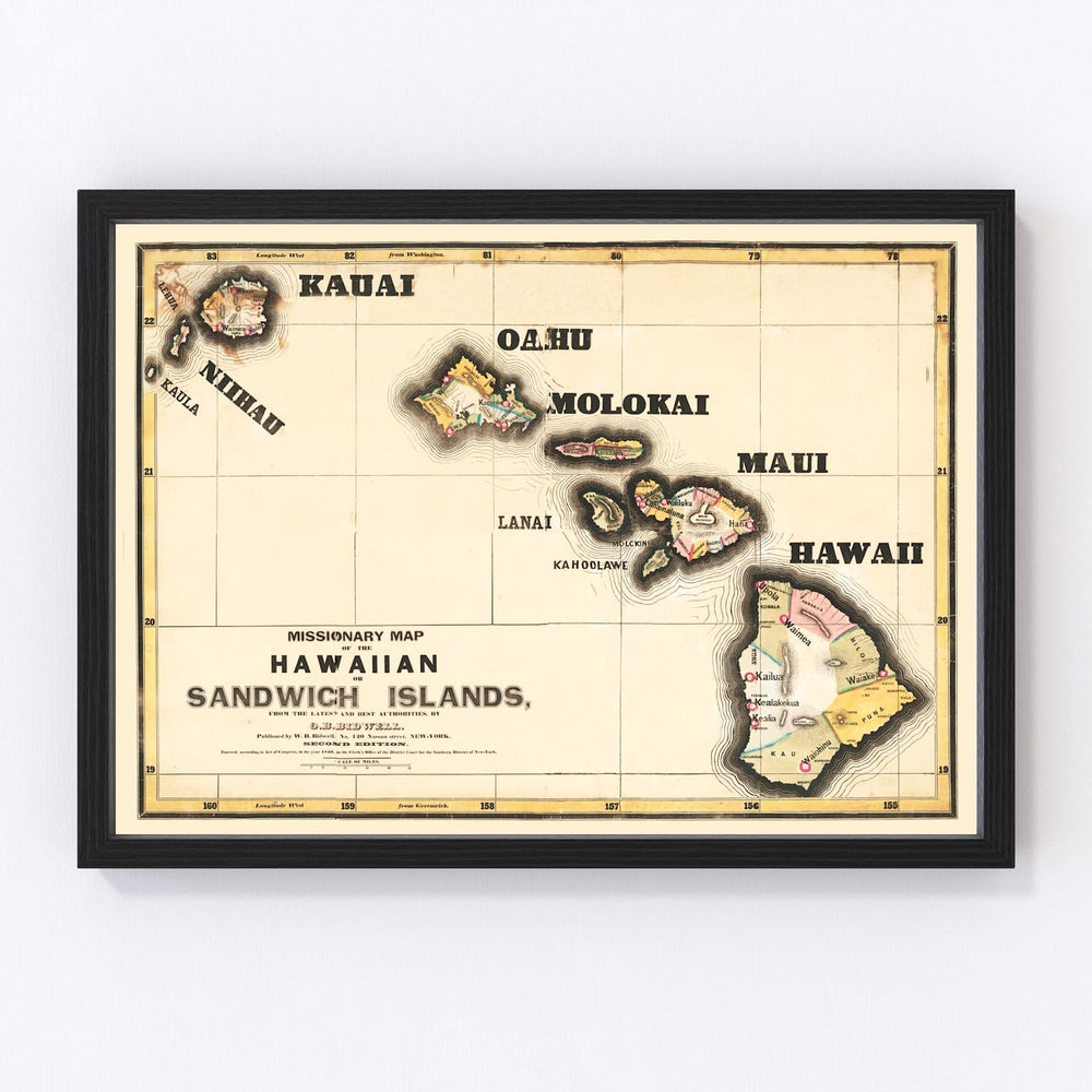 Hawaii Vintage Map 1846