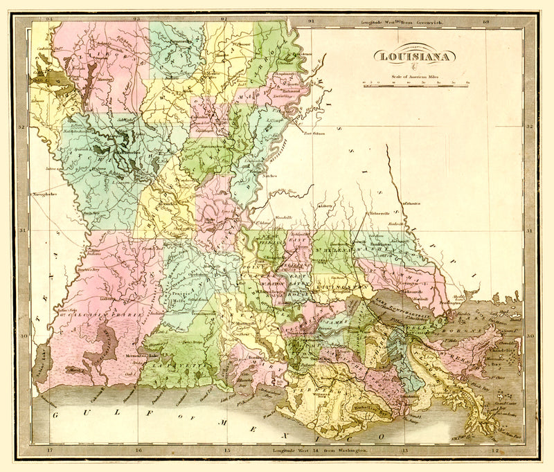 Size comparison using Vintage Map of Louisiana 1848