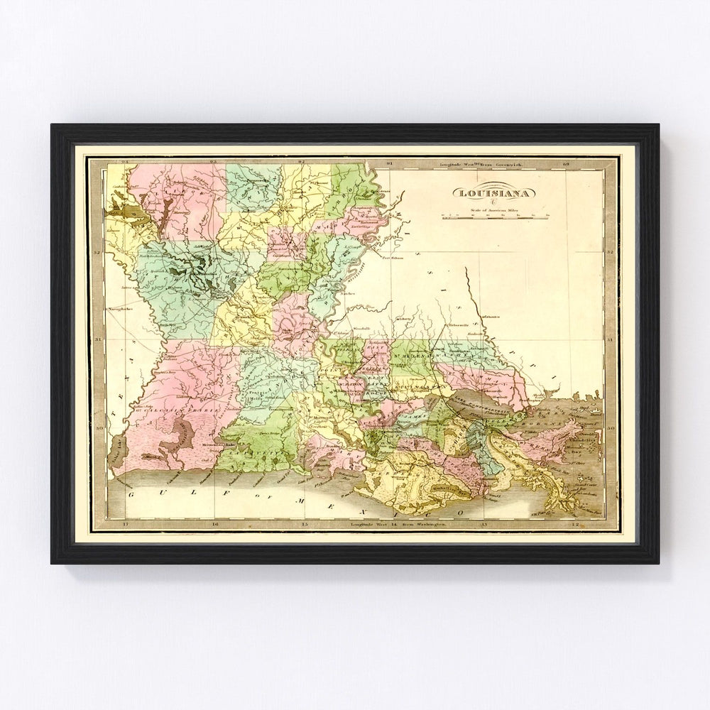 Louisiana Vintage Map 1848