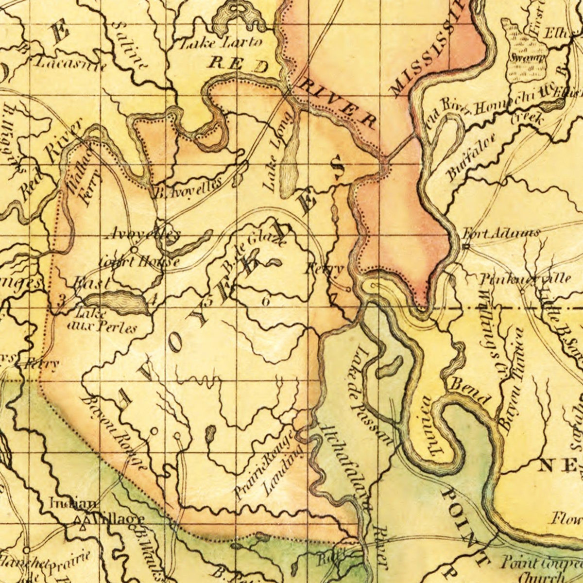 Restored historic details from the 1820 state map of Louisiana, Louisiana