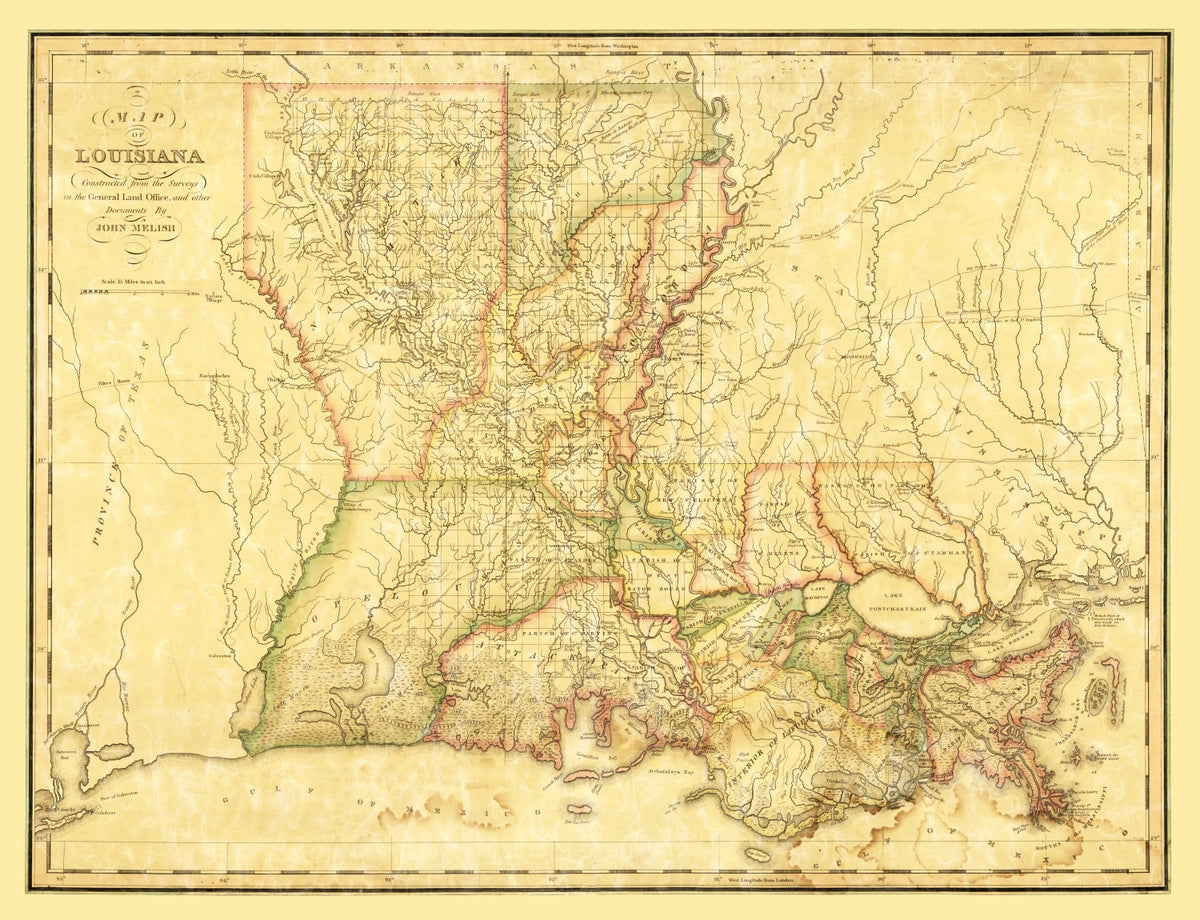 Preview of Vintage Map of Louisiana 1820