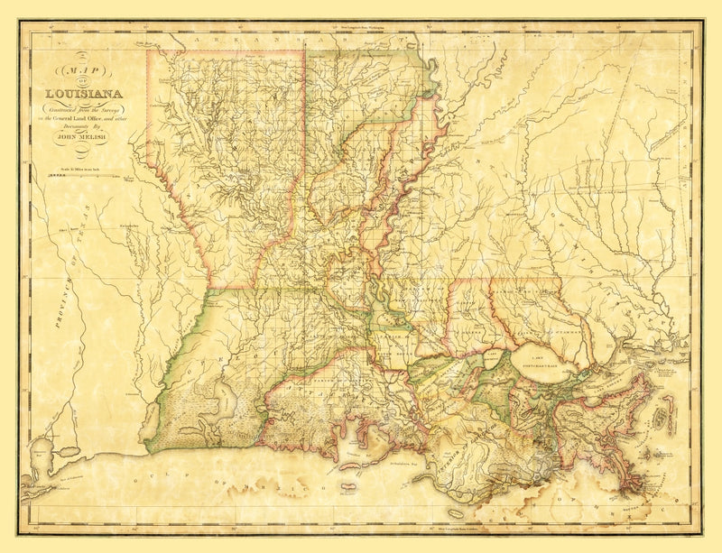 Size comparison using Vintage Map of Louisiana 1820