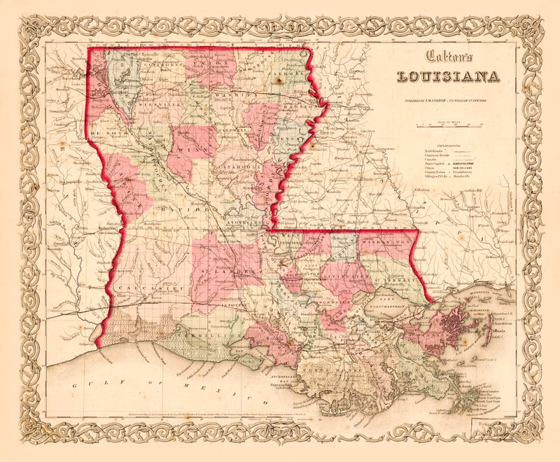 Size comparison using Vintage Map of Louisiana 1855