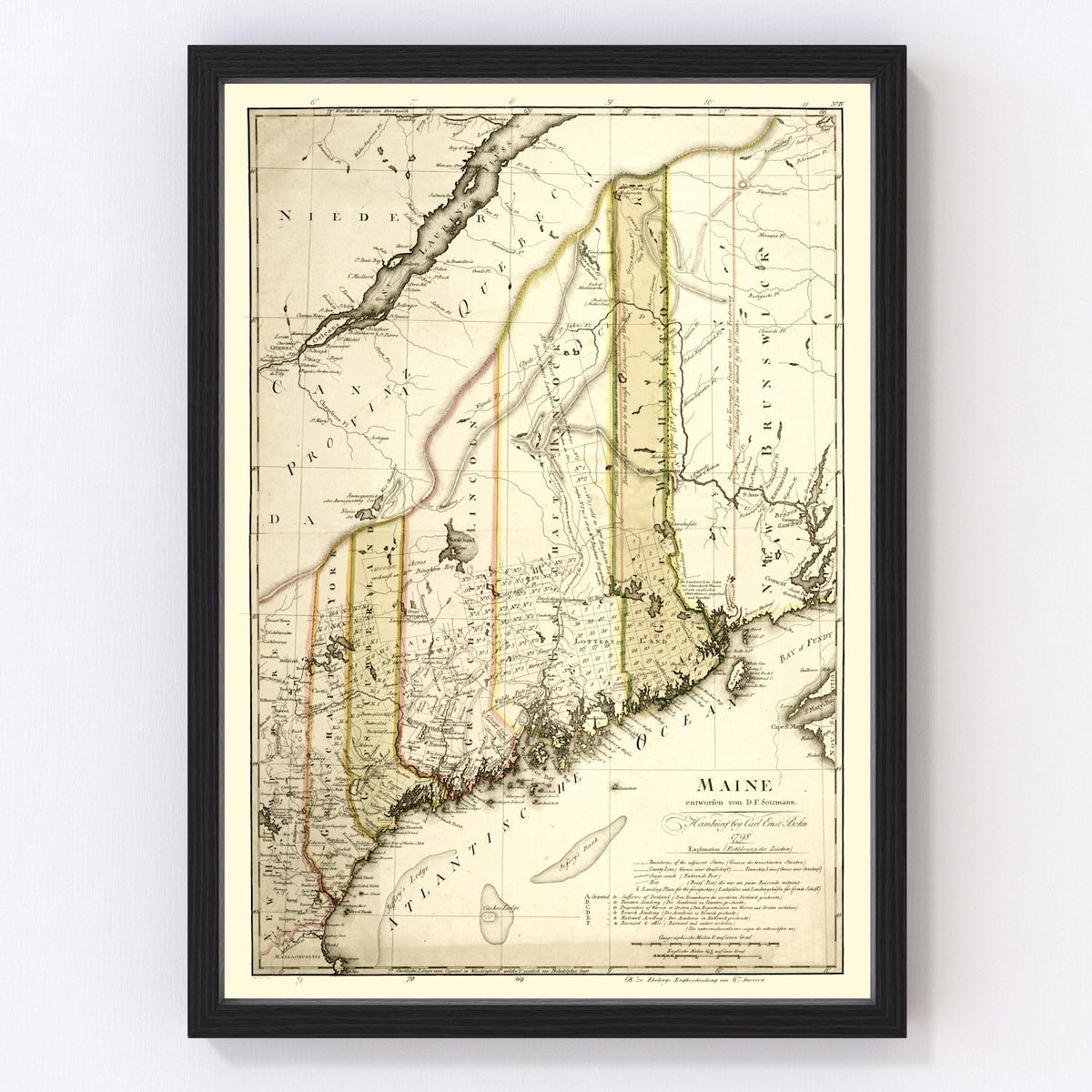Maine Vintage Map 1798