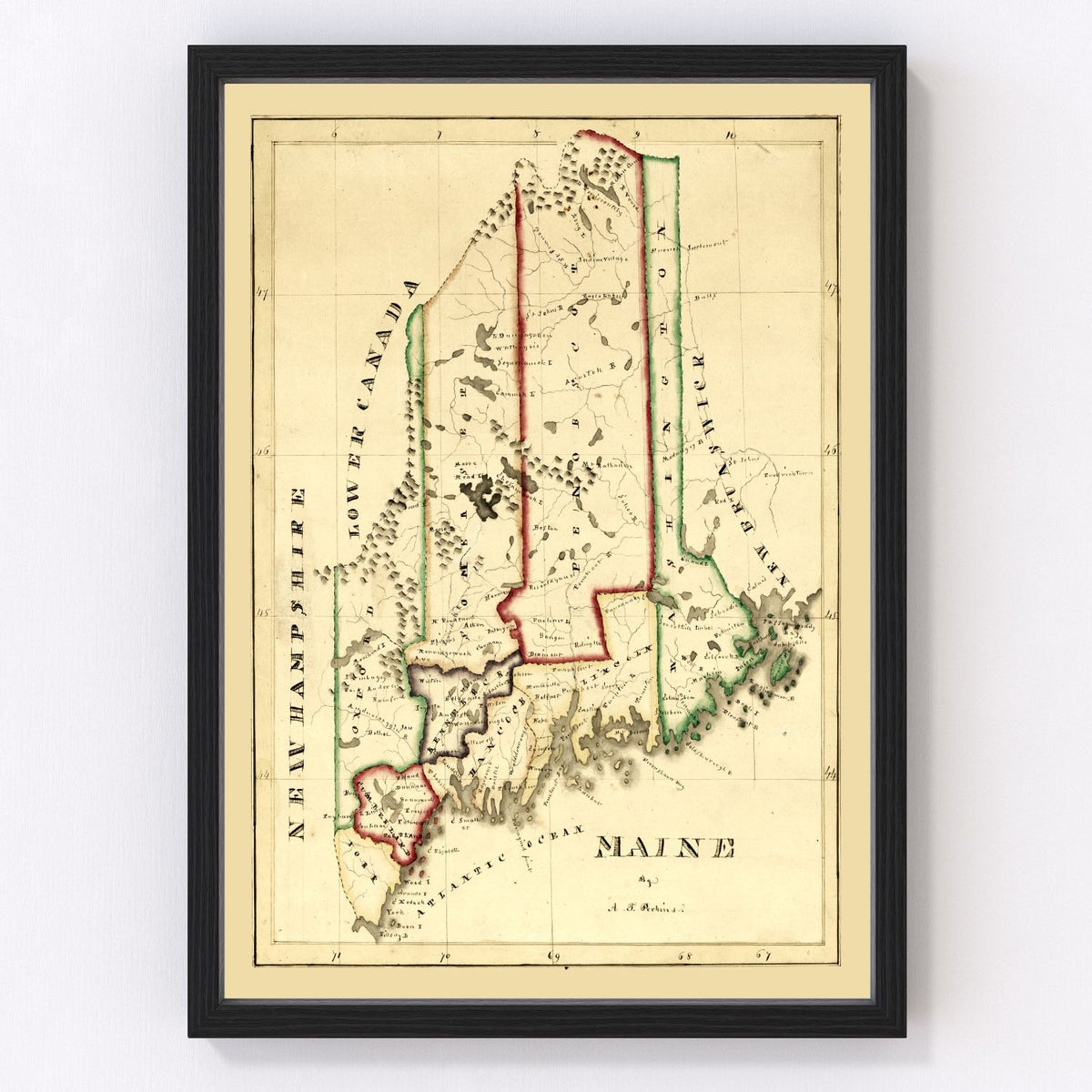 Maine Vintage Map 1820