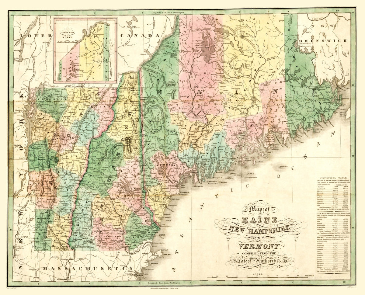 Preview of Vintage Map of Maine 1826