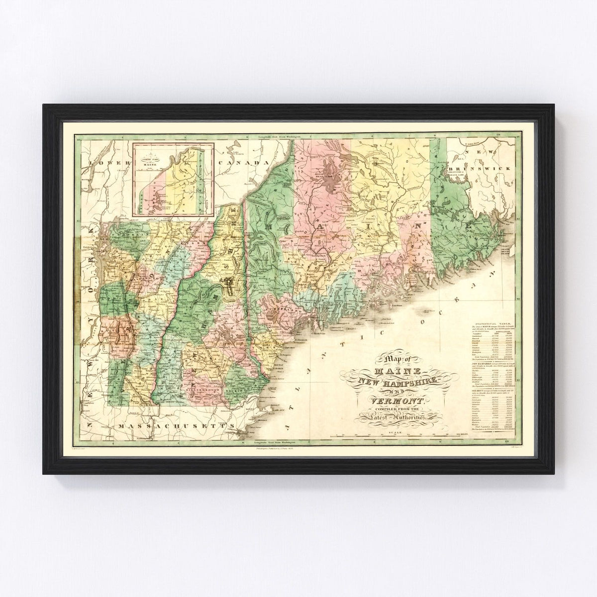 Maine Vintage Map 1826