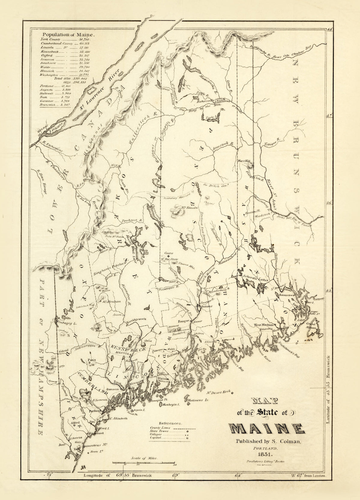 Preview of Vintage Map of Maine 1831