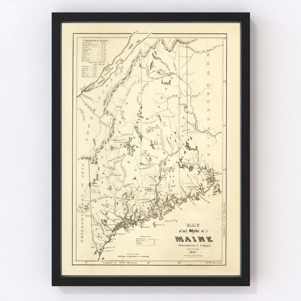 Maine Vintage Map 1831