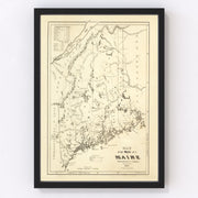 Maine Vintage Map 1831