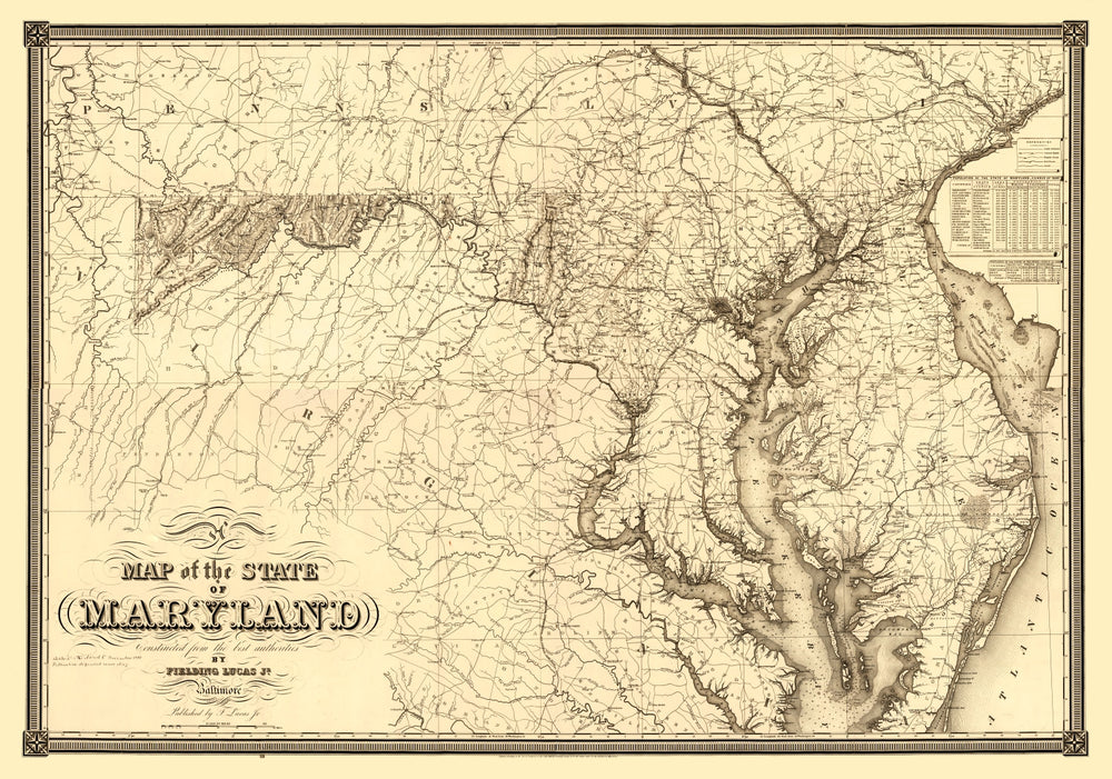 Vintage Map of Maryland 1841 print style example