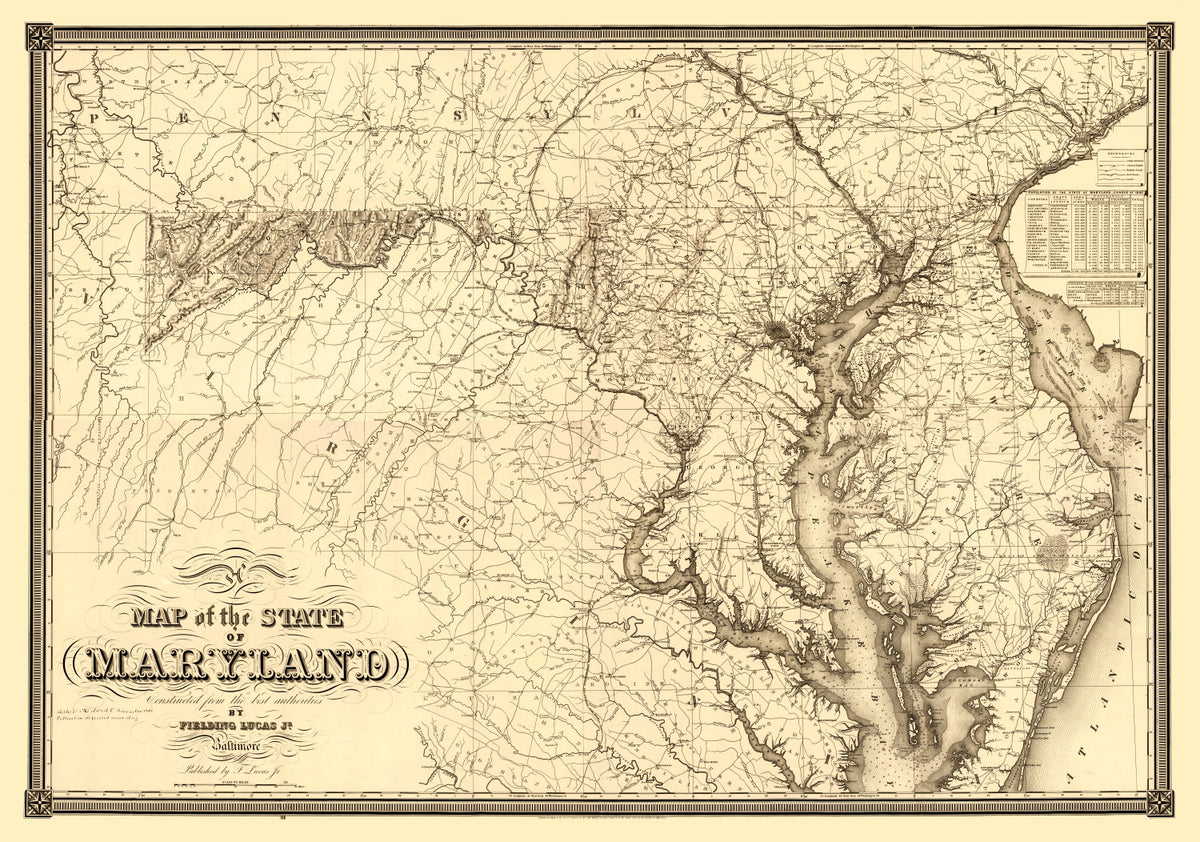 Preview of Vintage Map of Maryland 1841