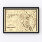 Maryland Vintage Map 1841