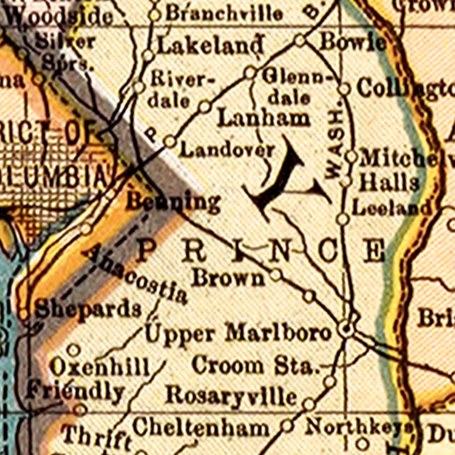 Restored historic details from the 1904 state map of Delaware, Delaware