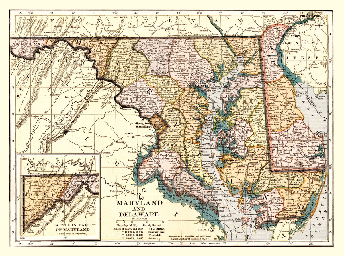 Preview of Vintage Map of Delaware 1904