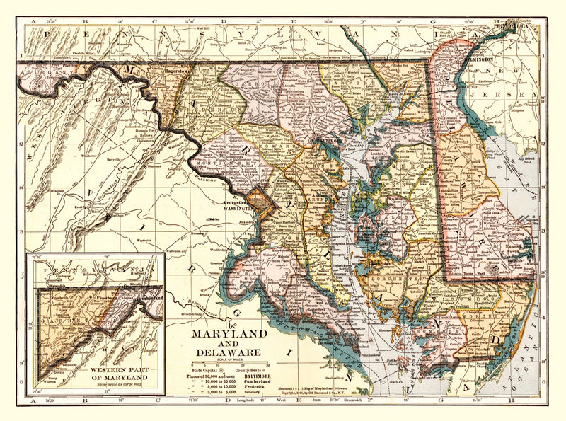 Size comparison using Vintage Map of Delaware 1904